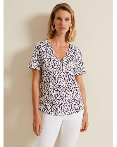 Phase Eight Alice Cotton Leaf Top - Purple