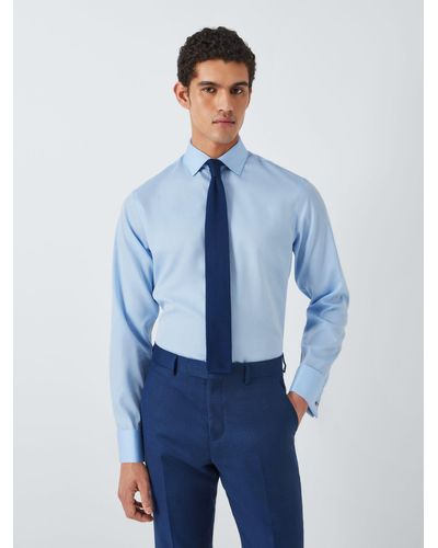John Lewis Twill Tailored Fit Shirt - Blue