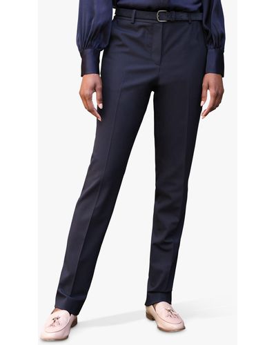 Pure Collection Wool Blend Slim Trousers - Blue