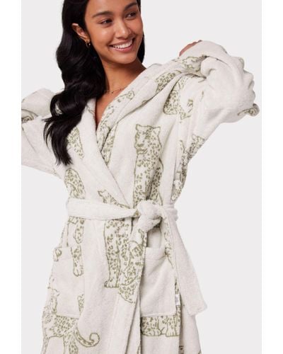 Chelsea Peers Leopard Cotton Towelling Robe - Natural