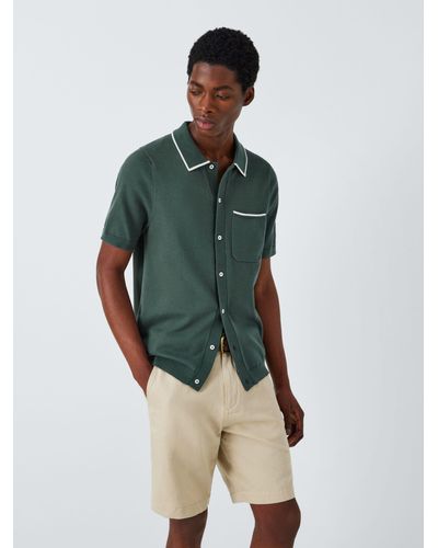 John Lewis Knitted Short Sleeve Shirt - Green