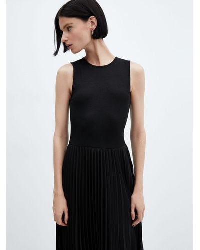 Mango Calderaa Asymmetrical Pleated Dress - Black