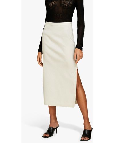 Sisley Linen Blend Midi Pencil Skirt - Black
