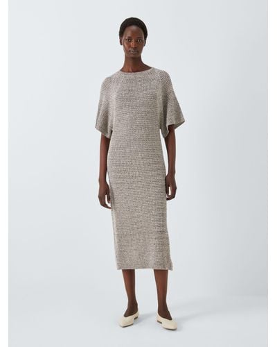 John Lewis Metallic Knitted Dress - White