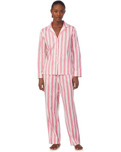 Lauren by Ralph Lauren Long-sleeve Notched-collar Pyjamas Set - Pink