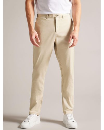 Ted Baker Haybrn Regular Fit Textured Chino Trousers - Natural