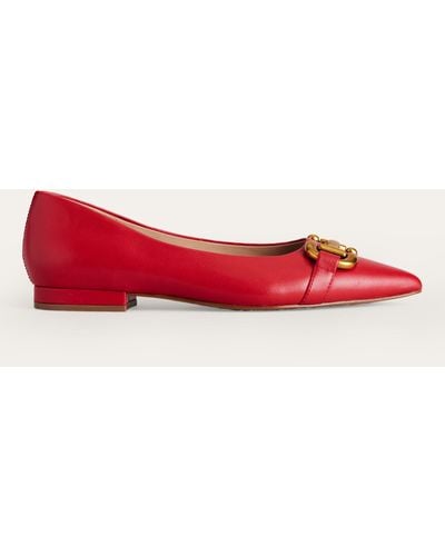 Boden Iris Snaffle Trim Leather Ballet Flats - Red