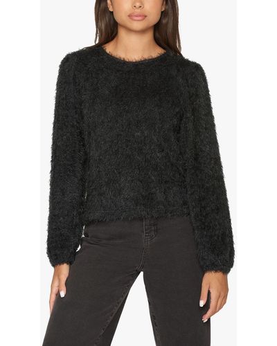 Sisters Point Eoia-ls Round Neck Knitted Top - Black