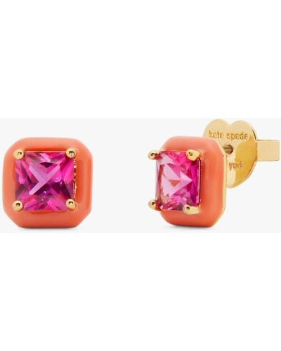Kate Spade Bridge Cubic Zirconia Square Stud Earrings - Pink