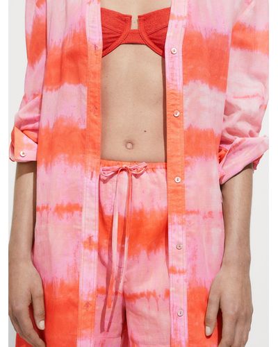 Mango Alicia Oversize Shirt Midi Dress - Pink