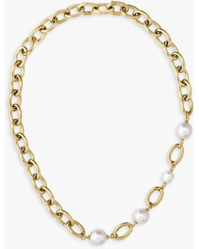 BOSS Leah Freshwater Pearl Belcher Chain Necklace - Metallic
