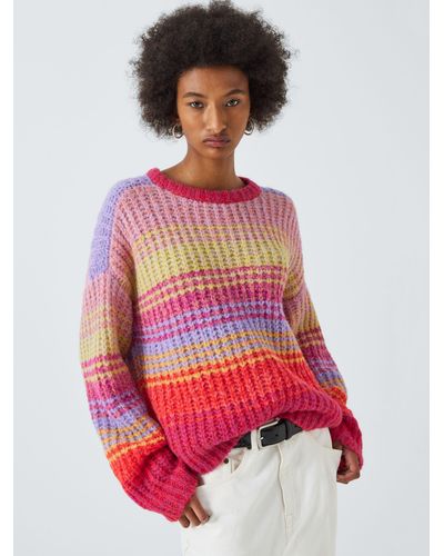 Velvet By Graham & Spencer Brandy Stripe Alpaca Blend Jumper - Pink