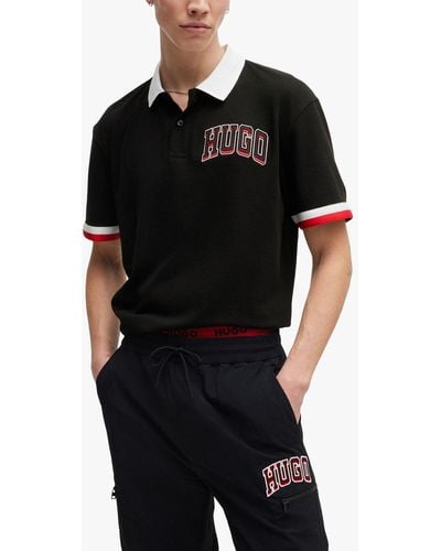 BOSS Hugo Dillet Varsity Short Sleeve Polo Shirt - Black
