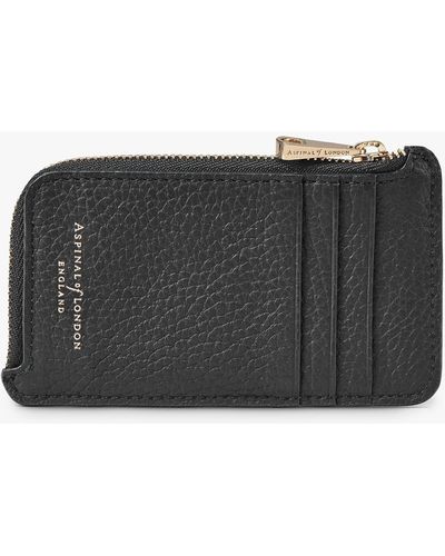 Aspinal of London Pebble Leather Zipped Coin And Card Holder - Black