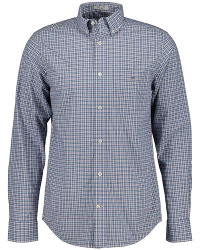 GANT Regular Cotton Poplin Check Shirt - Blue