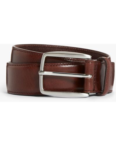 John Lewis Made In Italy 35mm Stitched Leather Belt - Brown