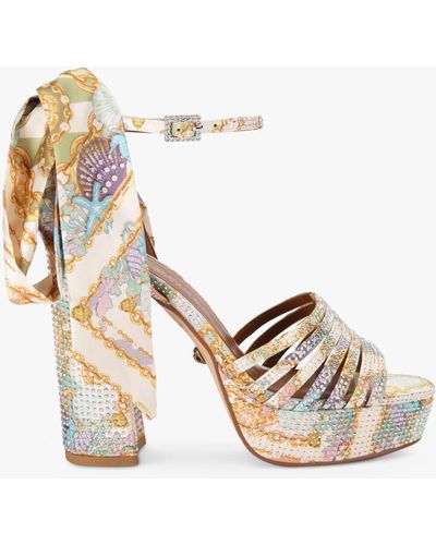 Kurt Geiger Pierra Tie Ankle Platform Heel Sandals - Metallic