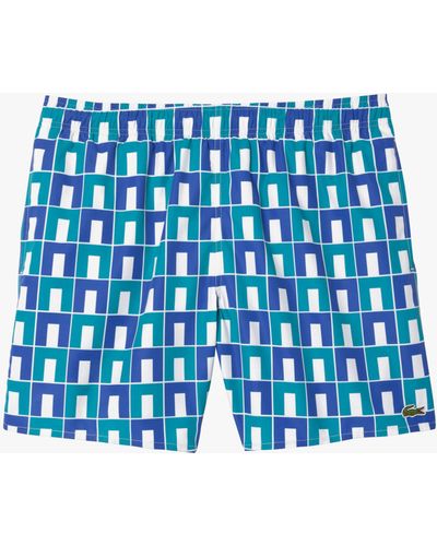 Lacoste Mid Length Robert George Print Swim Shorts - Blue