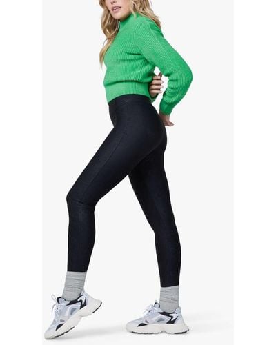 Spanx Faux Leather Foiled Snake Leggings - Green