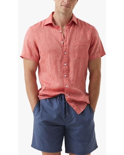 Rodd & Gunn Ellerslie Short Sleeve Slim Fit Linen Shirt - Red