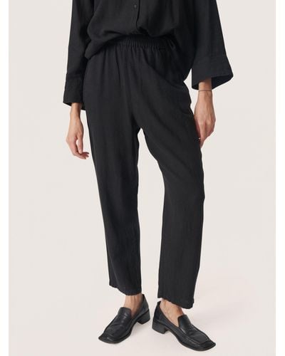 Soaked In Luxury Vinda Linen Blend Casual Cropped Trousers - Black