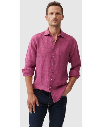 Rodd & Gunn Coromandel Linen Slim Fit Long Sleeve Shirt - Red