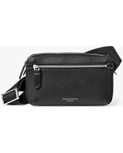 Aspinal of London Compact Pebble Leather Reporter Bag - Black