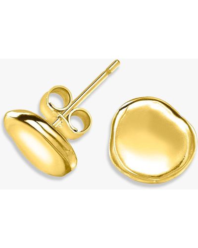 Dower & Hall Dimple Pebble Stud Earrings - Metallic