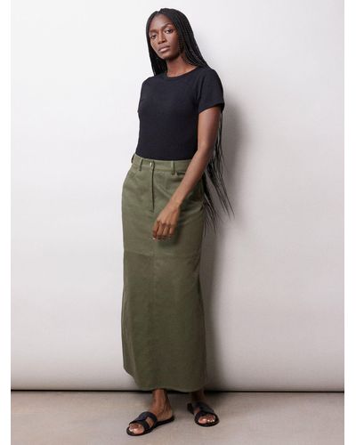 Albaray Cotton Twill Maxi Skirt - Green