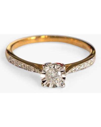 L & T Heirlooms Second Hand 9ct Gold Diamond Engagement Ring - Metallic