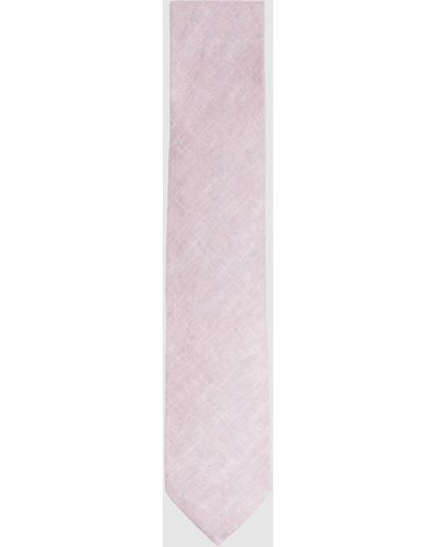 Reiss Vitali Linen Tie - Pink