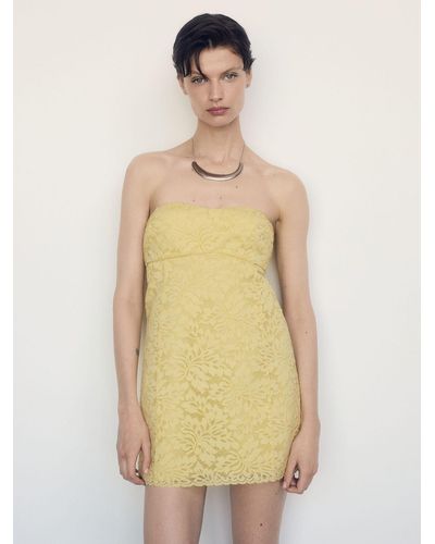 Mango Alison Lace Mini Dress - Yellow