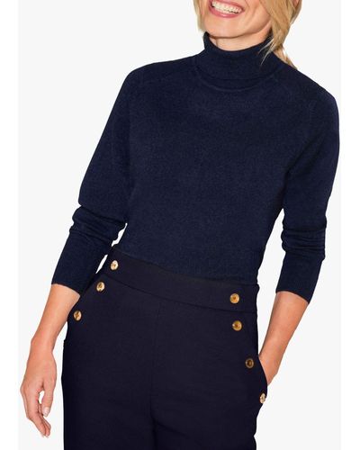 Pure Collection Cashmere Roll Neck Jumper - Blue