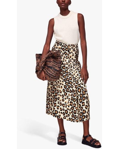 Whistles Painted Leopard Button Skirt - White