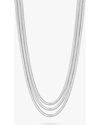 Jon Richard Inicio Multi Row Snake Chain Necklace - White