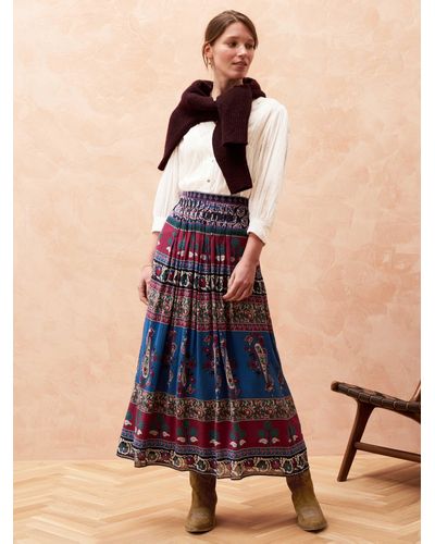 Brora Folk Patchwork Maxi Skirt - Blue