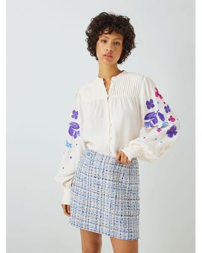 FABIENNE CHAPOT Harry Floral Embroidered Balloon Sleeve Blouse - White