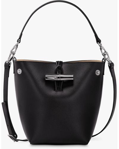 Longchamp Le Roseau Extra Small Leather Bucket Bag - Black