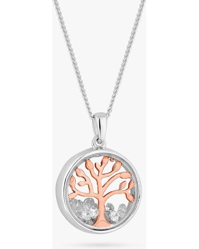 Simply Silver Tree Of Love Shaker Pendant Necklace - White