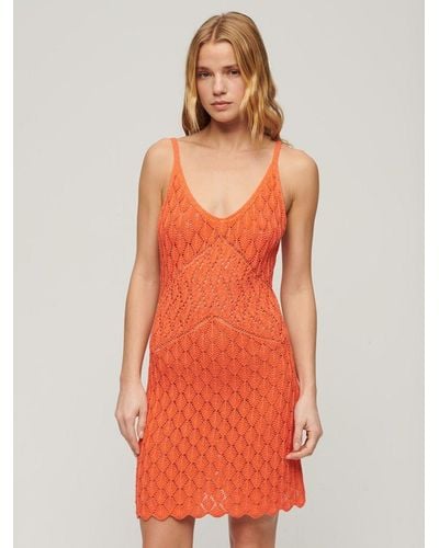Superdry Crochet Cami Mini Dress - Orange