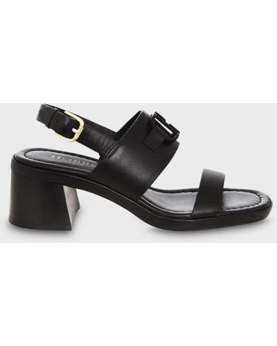 Hobbs Nell Mid Block Heel Leather Sandals - Black