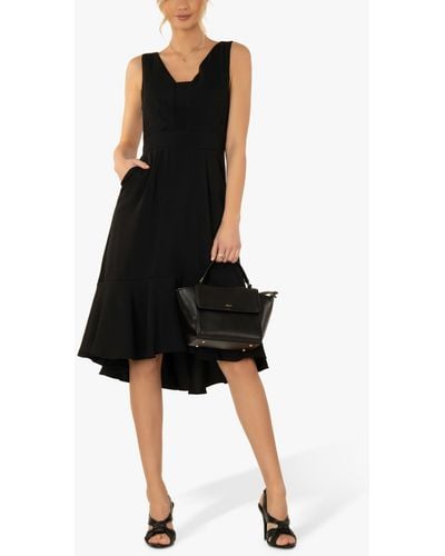 Jolie Moi Palmer Dip Hem Shift Knee Length Dress - Black