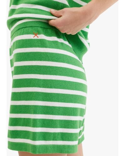 Chinti & Parker Summer Breton Stripe Shorts - Green