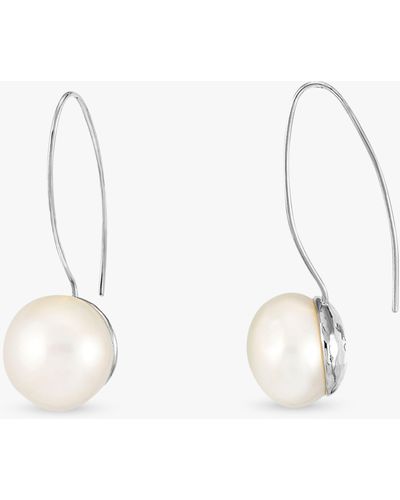 Dower & Hall Timeless Freshwater Pearl Drop Earrings - White