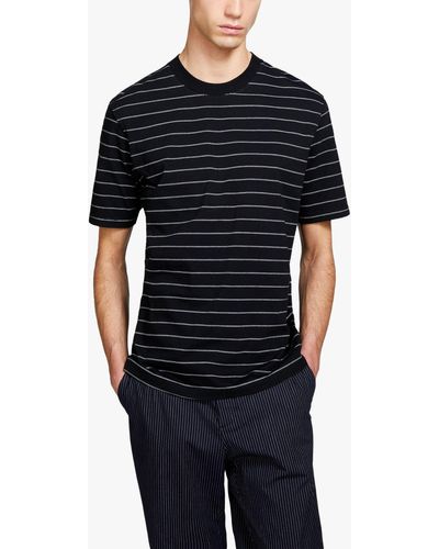 Sisley Regular Fit Yarn Dyed Stripe T-shirt - Black