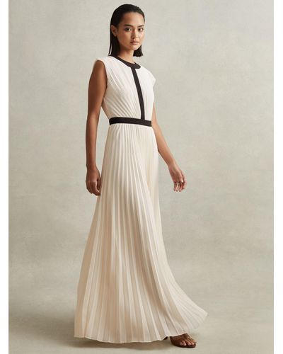 Reiss Harley - White Pleated Maxi Dress - Natural