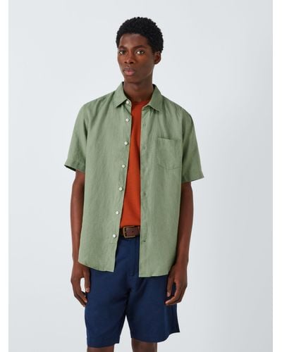 John Lewis Linen Short Sleeve Shirt - Green