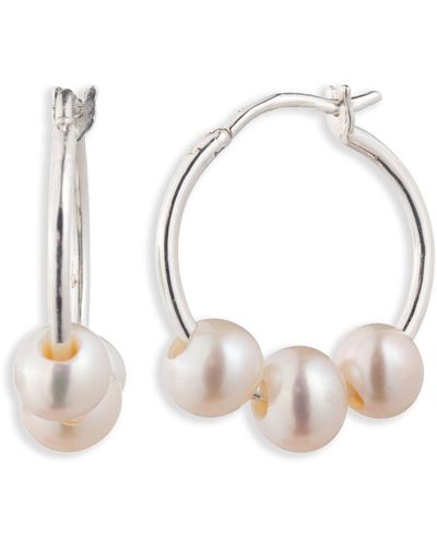 Ralph Lauren Triple Pearl Hoop Earrings - Natural