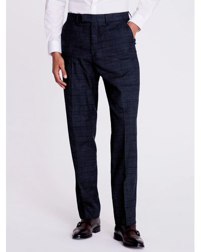 Moss Regular Fit Check Suit Trousers - Blue