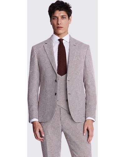 Moss Slim Fit Houndstooth Suit Jacket - Grey